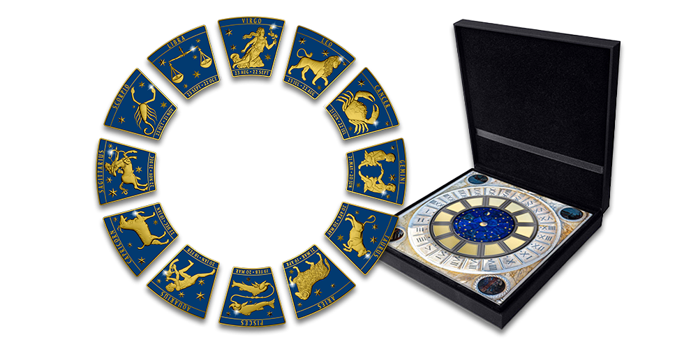 Monētu komplekts „Venēcijas Sv. Marka torņa pulksteņa zodiaka zīmes“