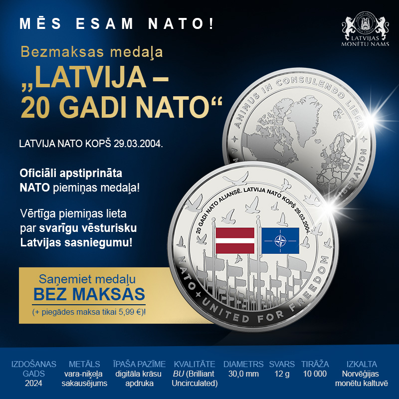 Bezmaksas medaļa „LATVIJA – 20 GADI NATO“